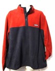 Lands End Pullover Fleece 1/4 Snap Red & Blue Men's XL Pockets Shirt