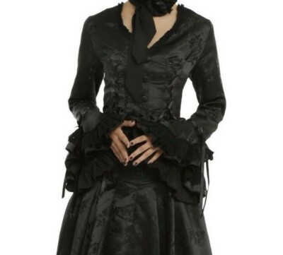 BACK CUTTING LACE COAT　ameri vintage Gothic Fairy Victorian Hooded Coat With Lace and Corset Royal