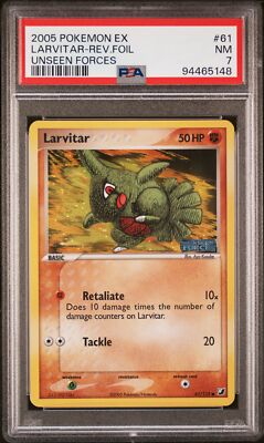 PSA 7 Larvitar Reverse Holo 61 2005 Pokemon Ex Unseen Forces