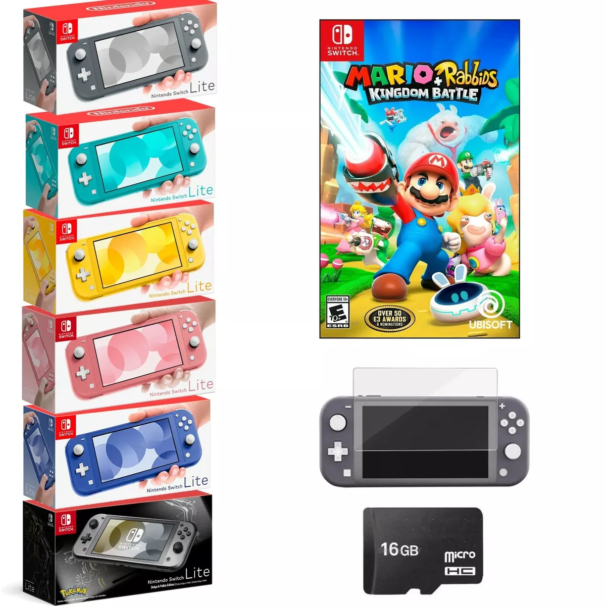 Nintendo Switch Lite 32GB Turquoise and Super Mario Odyssey Bundle 