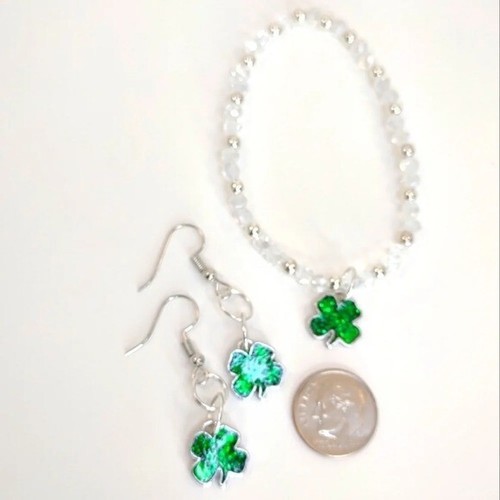 Pendientes y Pulsera Trébol Verde Día de San Patricio - Imagen 8 de 11