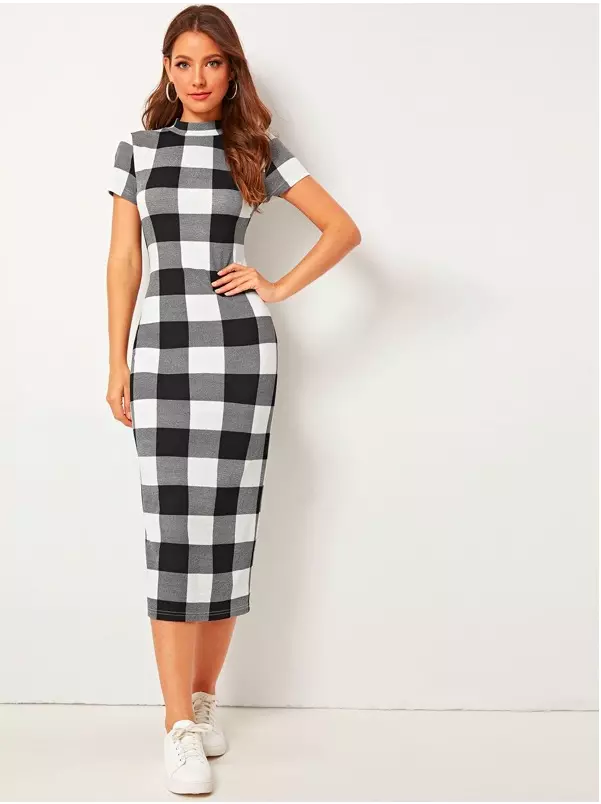 Buffalo plaid midi hot sale dress