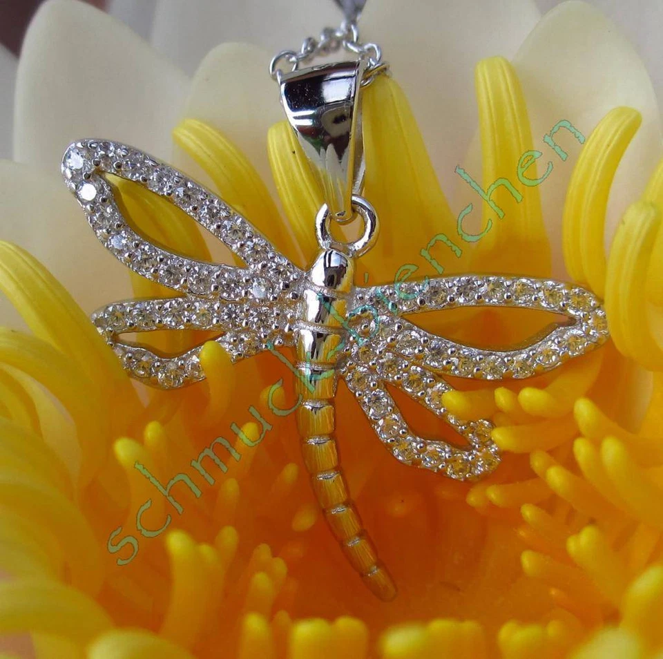 KX Libelle dragonfly Insekt Anhänger mit Kette Silber 925 - Bild 2 von 3