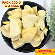 3x Durian Monthong Freeze Dried Grade A Snack Thai King Fruit Zip Lock Bag 200 g