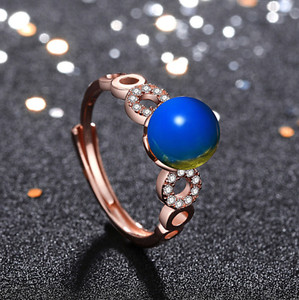 Authentic Natural Amber Crystal Ring Band 18K Gold Plated Handmade Gemstone For Her