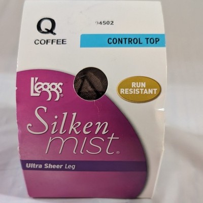 New L'eggs Silken Mist Control Top Pantyhose Coffee Size Q Sheer Hosiery