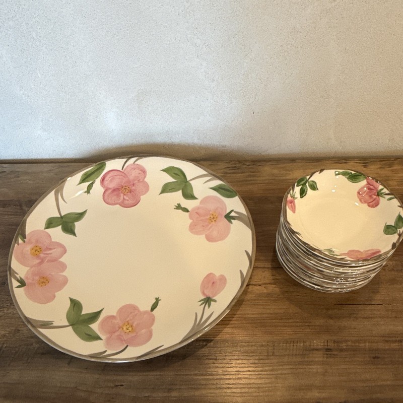 Franciscan Desert Rose Ceramic 12” Cake Plate & Fruit Bowl Set (12) England