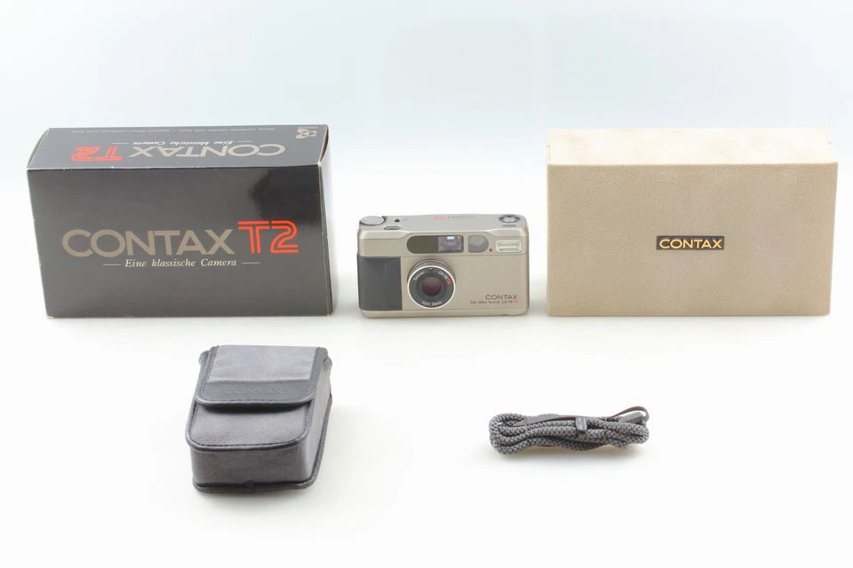 Cla'd [N MINT w/Box] Contax T2 T2D Titan Silver 35mm Film Camera From JAPAN - Image 2 of 4