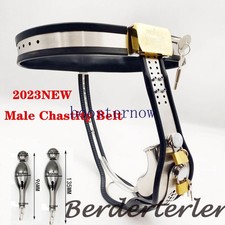 Stainless Steel Male Chastity Belt Pants Removable Plug Cage Chastity Devices