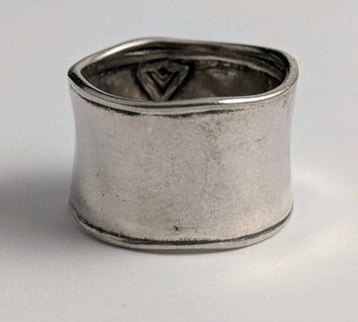Silpada 925 Silber gehämmert Manschette Rollrand breiter Zigarrenbandring GRÖSSE 8