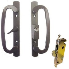 Sliding Glass Patio Door Handle Kit Mortise Lock, A-Position, Bronze, Keyed
