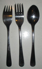 #24) 2 x Kuchengabel vierzinkig 14 cm 1 x Teel&ouml;ffel Kaffeebesteck Chromstahl