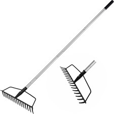 Garden Rake for Lawns Heavy Duty Stainless Steel Adjustable Bow Rake for Levelli
