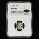 1943-D 10C MS67 FB NGC Toned Mercury Silver Dime - CAC Approved - Full Bands