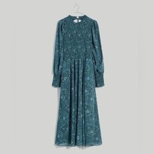 Madewell Womens XL Midi Dress Crinkle Georgette Lucie Tie-Back Woodland Floral