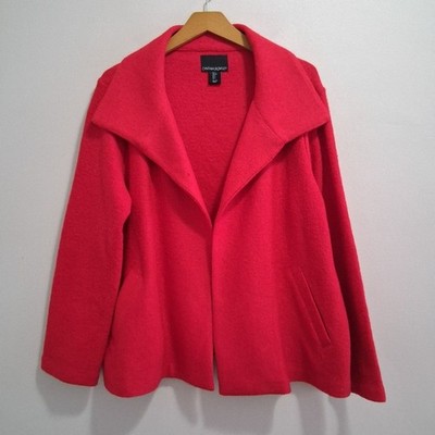 Cynthia Rowley Boiled Wool Blend Open Red Jacket Coat Wide Collar Size Small