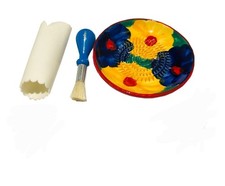 Multi Coloured Flower Garlic and Ginger Grater Plate set with brush and peeler