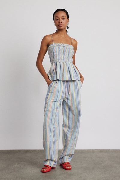 Damson Madder Women Sicily Cotton Linen Blend Stripe Rocket Cargo
