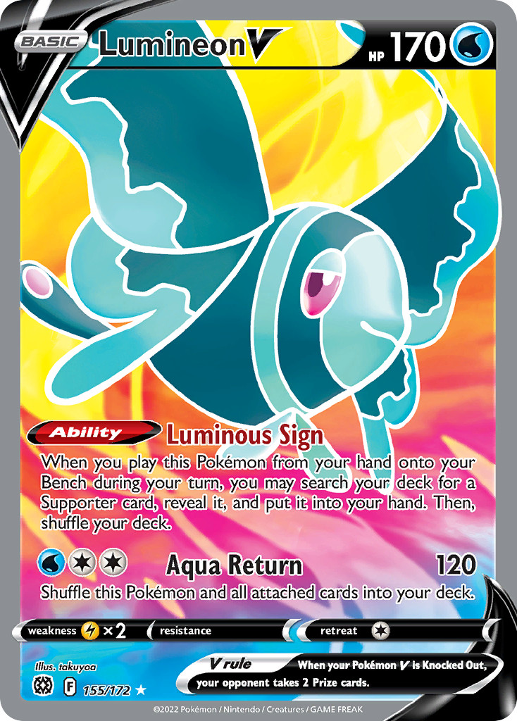 Lumineon V 155/172 Ultra Rare Brilliant Stars Pokemon Holo Near Mint