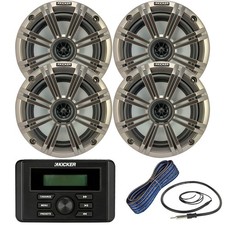 Kicker KMC3 Bluetooth USB Receiver, 4x 6.5" Speaker w/Grille, Wire, Antenna