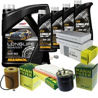Inspektionspaket 9L Mannol Longlife 5W-30 FüR Mercedes W164 ML 320 CDI X164