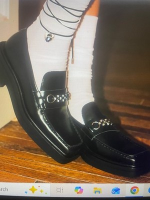 New Free People Women's Vagabond Eyra Chain Black Loafers Shoes Size 40/ US 10