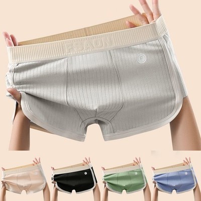 Herren Boxershorts Streifen Unterhose Baumwolle mit U konvex Beutelfunktion