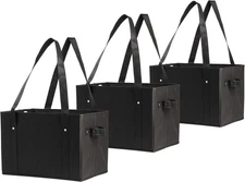 Deluxe Collapsible Reusable Shopping Box Grocery Bag Set with Reinforced Bottom