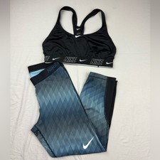 Nike Black Bra and Gradient Blue Leggings set Medium