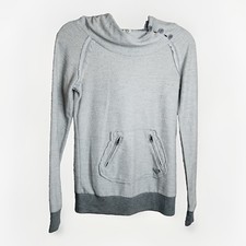 ROXY Womens Gray Pullover Hoodie M Button Acc...
