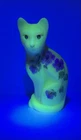 Fenton Pink Burmese Floral Cat (Glows) #2285  Signed by Bill Fenton ~ 5" Tall