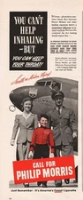 1942 Phillip Morris Cigarette Johnny Bellhop United Airlines Pilot Stewardess Ad
