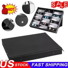 18 Slot Grid Sunglasses Glasses Organizer Eyewear Display Case Tray Storage Box