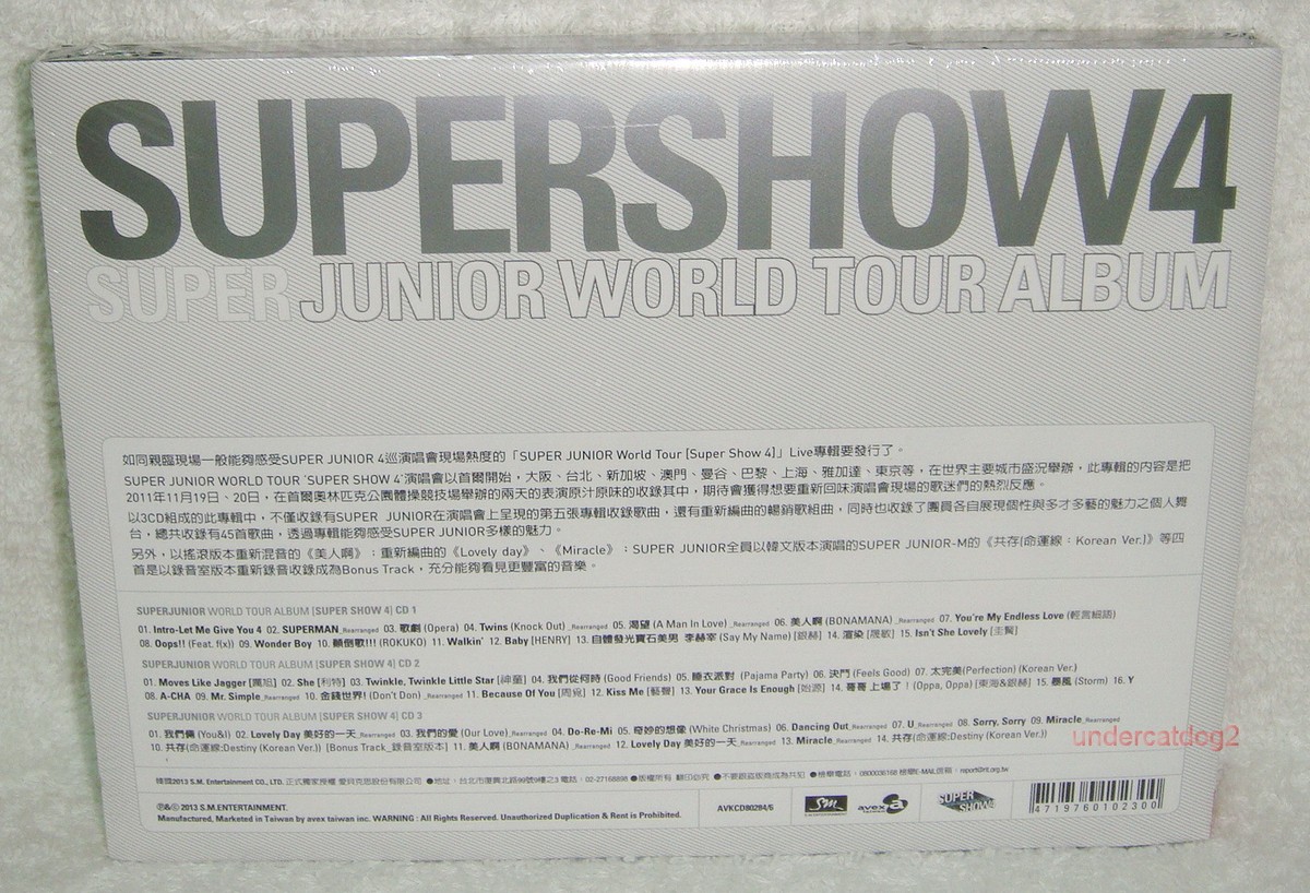 Super Junior World Tour Album Super Show 4 Live Album Taiwan 3-CD