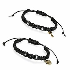 2pcs Leather Braided Lock key His/Hers Lovers Matching Promise Couple Bracelet