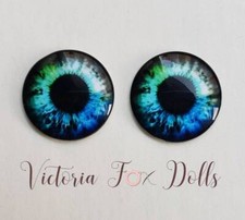 Blythe Doll Eyechips Blue Green Realistic Eye Chips 14mm Custom Furby Ooak Bjd