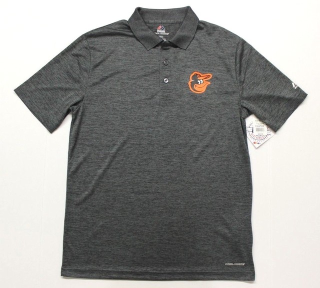 Men's Majestic Cool Base Baltimore Orioles Polo Shirt Charcoal Gray Heather - M for sale online 