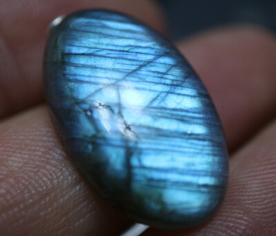GOLDJUNGE69 GJA DAMEN ANHÄNGER * LABRADORIT A OVAL 27,5mm+ BLUE FIRE + 925 SiLBE