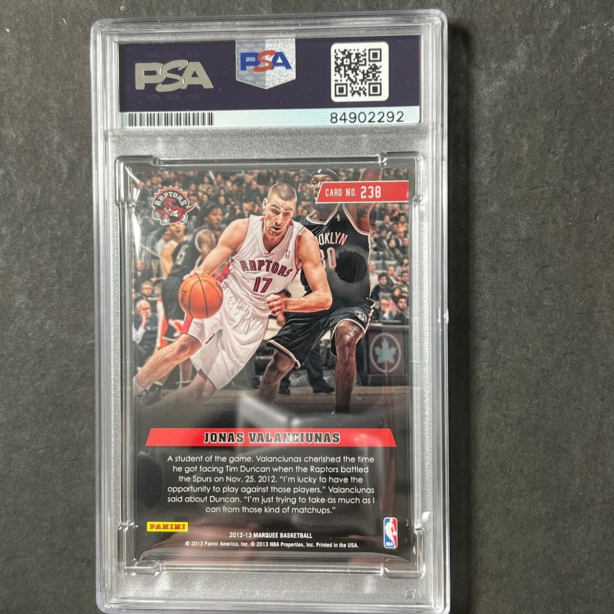 2012-13 Panini Marquee #238 Jonas Valanciunas Signed Card AUTO PSA