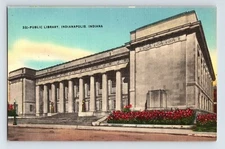 Postcard Indiana Indianapolis IN Library 1940s Unposted Linen