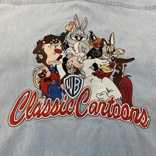 Looney Tunes Warner Bros Studio Store Mens 90s Vintage Denim Shirt Size Medium 