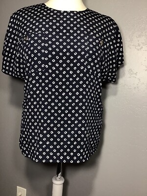 Dolina Blue Label Sydney  Blouse Size 18 Color Navy Blue / White 100% Polyester