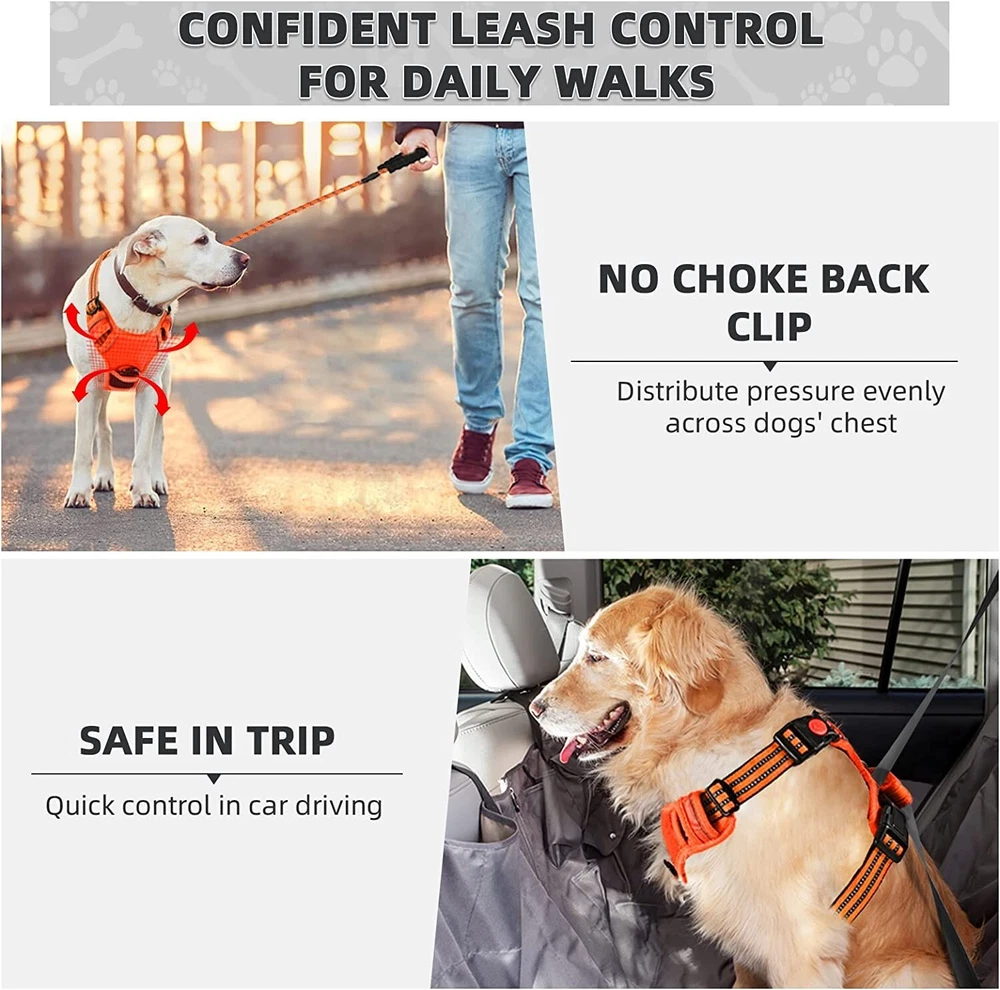 Dog Harness No Pull Adjustable Soft Padded Reflective No-Choke Pet Oxford Vest