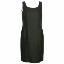 RALPH LAUREN Black Shimmer Linen Woven Sheath Sleeveless Dress 14