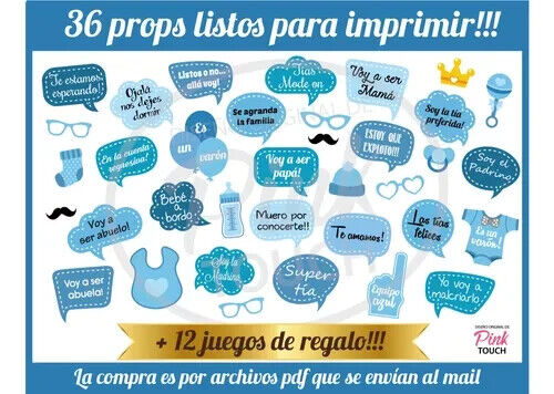 Props + Juegos Imprimibles Baby Shower, Photo Booth Carteles
