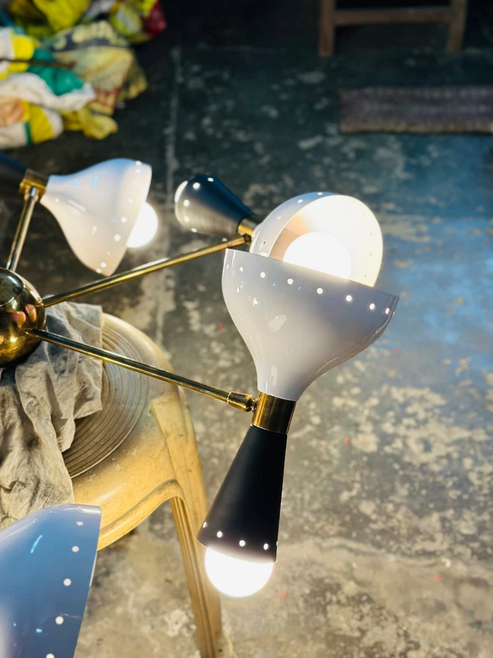 Lámpara de araña de latón de Halloween Stilnovo estilo vintage sala de estar colgante de 6 luces Foto 4 de 4