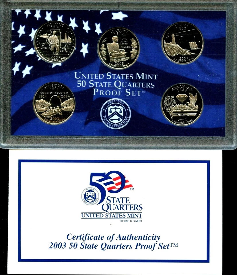 2003-S US Proof State Quarter Mint Set 5 Coins CN CLAD 20uoh0720 - Image 2 of 3