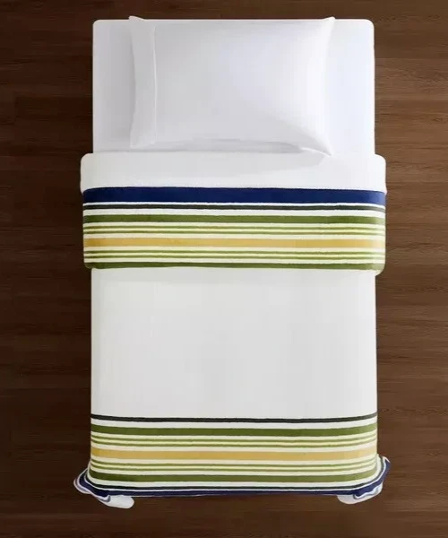 Pendleton Soft Plush Blanket Pinto Basin Queen 98" x 92" Ivory Blue Striped NIP - Image 3 of 4