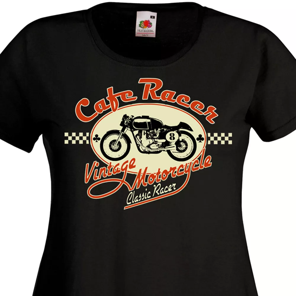 CAFE RACER Womens Vintage Motorcycle Triton BSA Triumph Moto Motard Racing  T-Shi