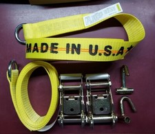 6 Pc 2-wheel Lift Tow Truck Wrecker Hauler Lasso Straps 2-ratchets W2 J Hooks
